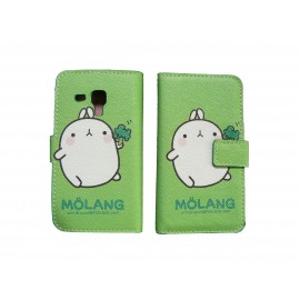 Pochette pour Samsung S7560 Galaxy Trend verte nounours blanc + film protectin écran