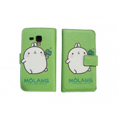 Pochette pour Samsung S7560 Galaxy Trend verte nounours blanc + film protectin écran