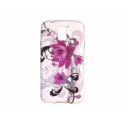 Coque TPU Samsung Galaxy S5 G900 blanche fleurs roses et grises  + film protection écran offert