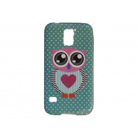 Coque TPU Samsung Galaxy S5 G900 hibou cur rose + film protection écran offert