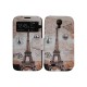 Pochette pour Samsung I9500 Galaxy S4 simili-cuir tour Eiffel carte postale + film protection écran