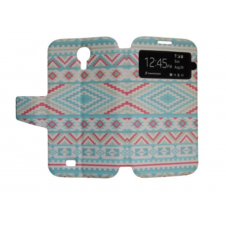 Pochette pour Samsung I9500 Galaxy S4 simili-cuir Maya bleu + film protection écran