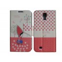 Pochette pour Samsung I9500 Galaxy S4 simili-cuir beige pois rouges + film protection écran