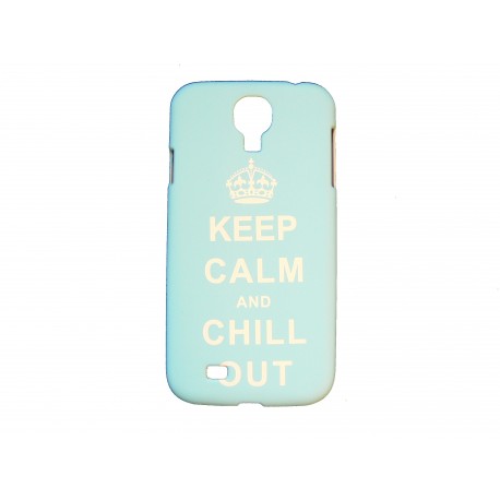 Coque  pour Samsung Galaxy S4 / I9500 bleue "keep calm" + film protection écran offert