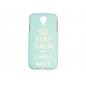 Coque  pour Samsung Galaxy S4 / I9500 bleue "keep calm" + film protection écran offert