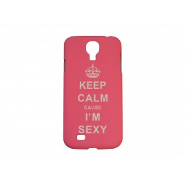 Coque  pour Samsung Galaxy S4 / I9500 rose "keep calm" + film protection écran offert