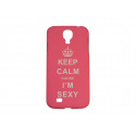 Coque  pour Samsung Galaxy S4 / I9500 rose "keep calm" + film protection écran offert