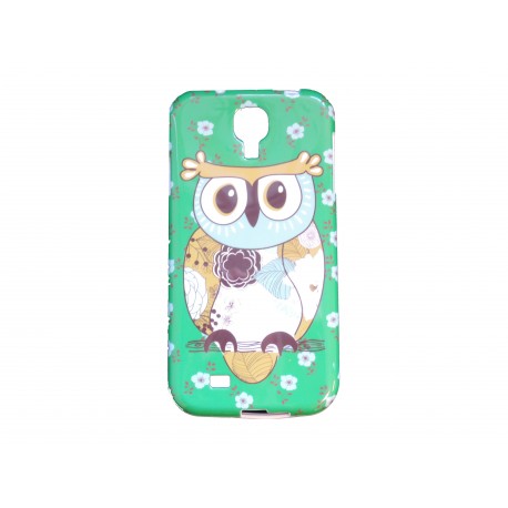 Coque  pour Samsung Galaxy S4 / I9500 TPU verte hibou + film protection écran offert