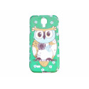 Coque  pour Samsung Galaxy S4 / I9500 TPU verte hibou + film protection écran offert