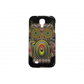 Coque pour Samsung Galaxy S4 / I9500 TPU hibou multicolore + film protection écran offert