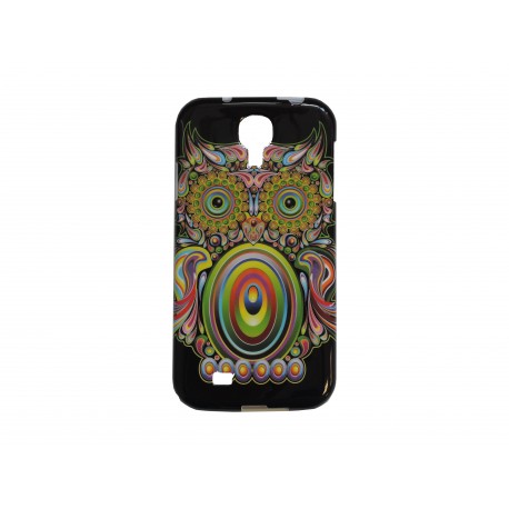 Coque pour Samsung Galaxy S4 / I9500 TPU hibou multicolore + film protection écran offert