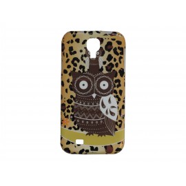 Coque pour Samsung Galaxy S4 / I9500 TPU hibou marron + film protection écran offert