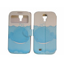 Pochette pour Samsung I9500 Galaxy S4 simili-cuir baleine bleue + film protection écran