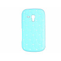 Coque silicone pour Samsung Galaxy Trend/S7560 bleue turquoise strass + film protection écran offert