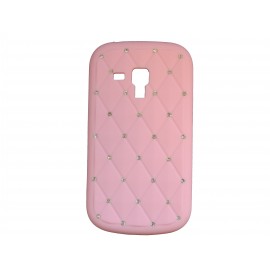 Coque silicone pour Samsung Galaxy Trend/S7560 rose clair strass + film protection écran offert