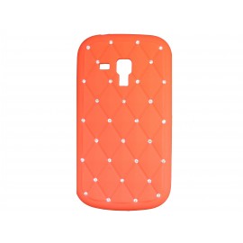 Coque silicone pour Samsung Galaxy Trend/S7560 rouge strass + film protection écran offert