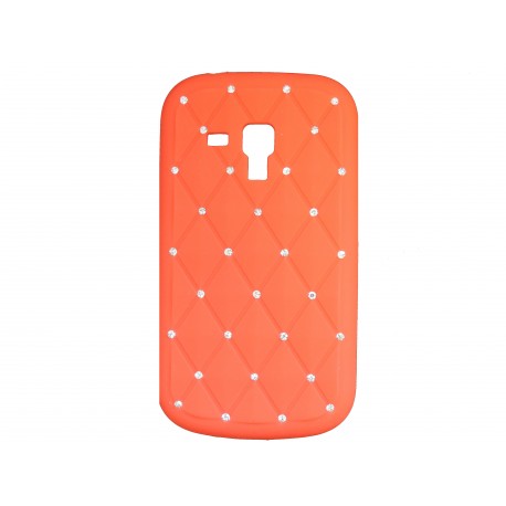 Coque silicone pour Samsung Galaxy Trend/S7560 rouge strass + film protection écran offert