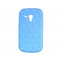Coque silicone pour Samsung Galaxy Trend/S7560  bleue strass + film protection écran offert