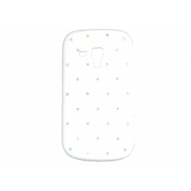 Coque silicone pour Samsung Galaxy Trend/S7560  blanche strass + film protection écran offert