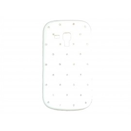 Coque silicone pour Samsung Galaxy Trend/S7560  blanche strass + film protection écran offert