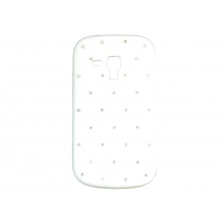 Coque silicone pour Samsung Galaxy Trend/S7560  blanche strass + film protection écran offert