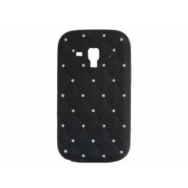 Coque silicone pour Samsung Galaxy Trend/S7560  noire strass + film protection écran offert