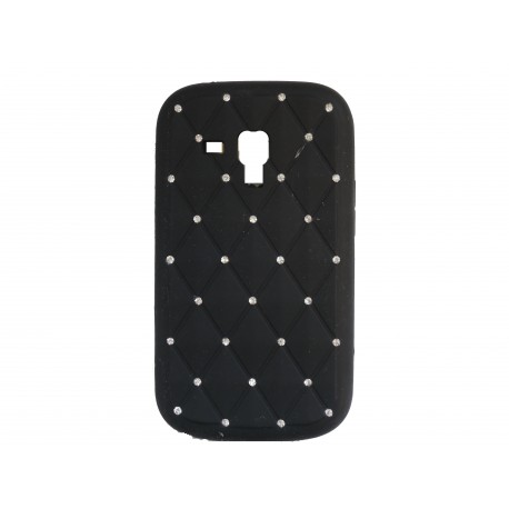 Coque silicone pour Samsung Galaxy Trend/S7560  noire strass + film protection écran offert