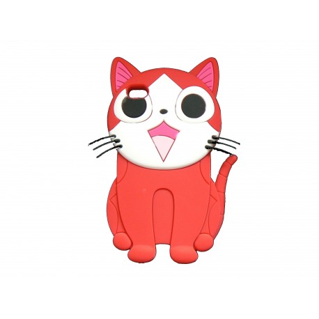 Coque silicone pour Ipod Touch 4 chat rouge + film protection écran