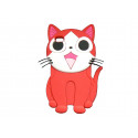 Coque silicone pour Ipod Touch 4 chat rouge + film protection écran