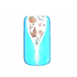 Coque bleue  pour Samsung Galaxy Trend/S7560 papillons + film protection écran offert