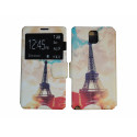 Pochette pour Samsung Galaxy Note 3 N9000 simili-cuir Tour Eiffel orange + film protection écran