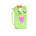 Coque silicone pour Samsung Galaxy Note 3/N9000 chat vert + film protection écran offert