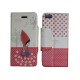 Pochette pour Iphone 5C simili-cuir petite fille pois rouges + film protection écran offert