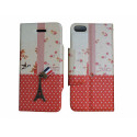 Pochette pour Iphone 5C simili-cuir Tour Eiffel rouge pois blancs + film protection écran offert