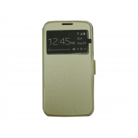 Pochette pour Samsung Galaxy S5 G900 simili-cuir or + film protection écran