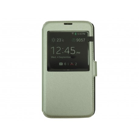 Pochette pour Samsung Galaxy S5 G900 simili-cuir argent + film protection écran