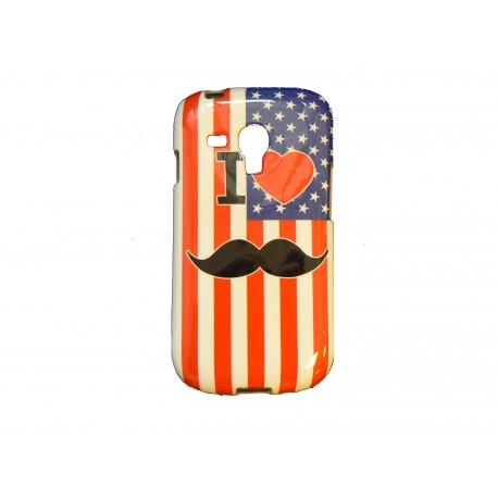 Coque pour Samsung Galaxy S3 Mini/ I8190 Etats-Unis/USA moustache + film protection écran offert