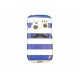 Coque TPU pour Samsung Galaxy S3 Mini/ I8190 rayée bleue moustache + film protection écran offert