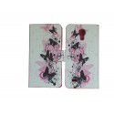 Pochette pour Samsung Galaxy S4 Mini/I9190 simili-cuir papillons noirs roses+ film protection écran