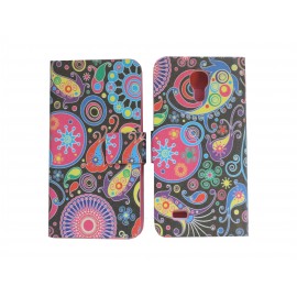 Pochette pour Samsung Galaxy S4 Mini/I9190 simili-cuir cachemire multicolore+ film protection écran