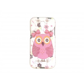 Coque TPU pour Samsung Galaxy S4 Mini/I9190 chouette rose + film protection écran offert