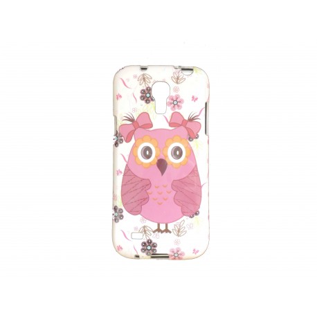 Coque TPU pour Samsung Galaxy S4 Mini/I9190 chouette rose + film protection écran offert