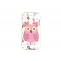 Coque TPU pour Samsung Galaxy S4 Mini/I9190 chouette rose + film protection écran offert