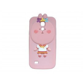 Coque silicone pour Samsung Galaxy S4 Mini/I9190 rose petite fille + film protection écran offert