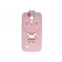 Coque silicone pour Samsung Galaxy S4 Mini/I9190 rose petite fille + film protection écran offert