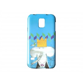 Coque TPU Samsung Galaxy S5 G900 bleue éléphant+ film protection écran offert