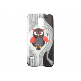 Coque TPU Samsung Galaxy S5 G900 grise hibou gris+ film protection écran offert