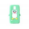 Coque silicone Samsung Galaxy S5 G900 pingouin vert + film protection écran offert