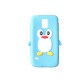 Coque silicone Samsung Galaxy S5 G900 pingouin bleu turquoise + film protection écran offert