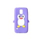 Coque silicone Samsung Galaxy S5 G900 pingouin violet + film protection écran offert